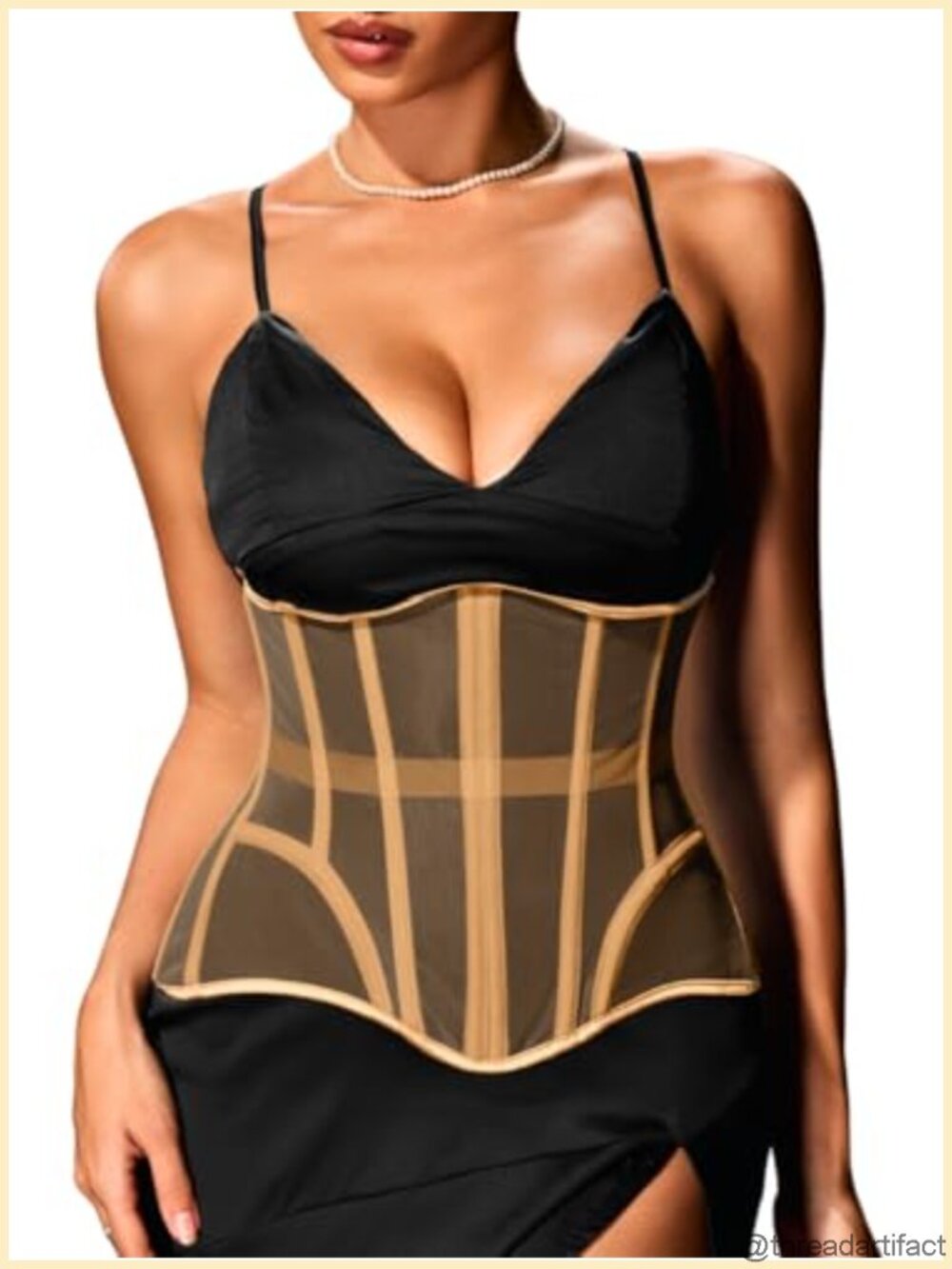 Mesh Underbust Corset with Lace-Up Back, 20 Bone Waist Cincher